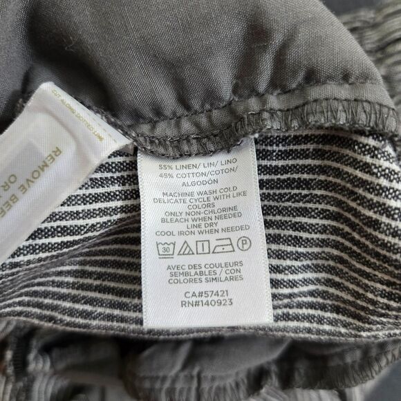 LOFT Women S Linen Blend High Rise Striped Pleated Straight Leg Pants - Picture 8 of 13